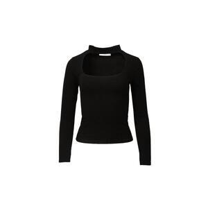 NEW LUSH cutout mock neck top in black